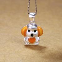 Enamel Sterling Silver Pendants, 925 Sterling Silver, Dog, for woman Approx 2-3mm 