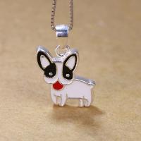 Enamel Sterling Silver Pendants, 925 Sterling Silver, Dog, for woman Approx 2-3mm 