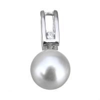 Cultured Pearl Sterling Silver Pendants, 925 Sterling Silver, with Freshwater Pearl, micro pave cubic zirconia Approx 