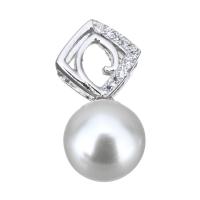 Cultured Pearl Sterling Silver Pendants, 925 Sterling Silver, with Freshwater Pearl, micro pave cubic zirconia, 18mm Approx 