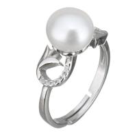 Cultured Freshwater Pearl Finger Ring, 925 Sterling Silver, with Freshwater Pearl, micro pave cubic zirconia & for woman US Ring .5 