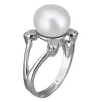 Cultured Freshwater Pearl Finger Ring, 925 Sterling Silver, with Freshwater Pearl, micro pave cubic zirconia & for woman US Ring .5 