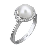 Cultured Freshwater Pearl Finger Ring, 925 Sterling Silver, with Freshwater Pearl, micro pave cubic zirconia & for woman US Ring .5 