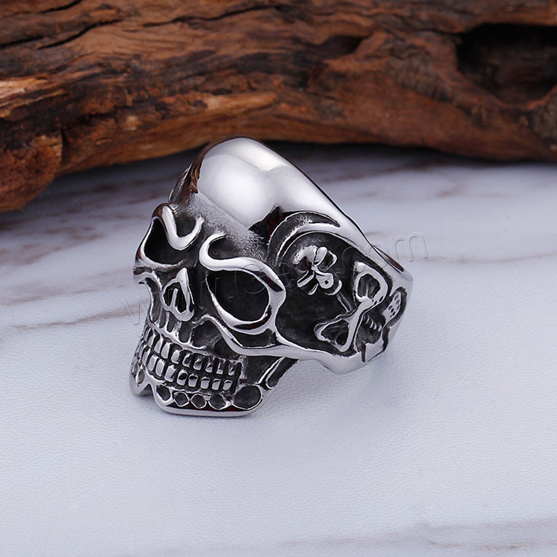 Partículas de acero anillo, Calavera, diverso tamaño para la opción & para hombre & ennegrezca, 8mm, Vendido por UD