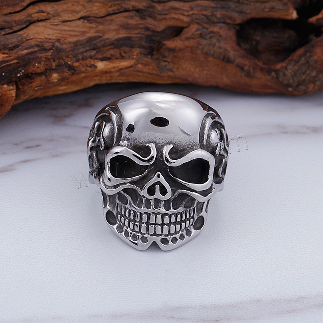 Partículas de acero anillo, Calavera, diverso tamaño para la opción & para hombre & ennegrezca, 8mm, Vendido por UD