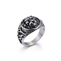 Mens Titanium Wedding Bands and Engagement Rings , Titanium Steel, Lion & for man & blacken, 5mm 