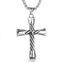 Stainless Steel Sweater Chain Necklace, Titanium Steel, Cross, polished, box chain & for man & blacken Approx 24 Inch 