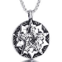 Collier en acier inoxydable Pull, Acier titane, Pentagram, poli, chaîne de boîte & pour homme & noircir Environ 24 pouce, Vendu par brin