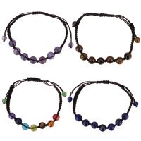 Pulseras de Gemas Estilo Woven Ball, Piedras preciosas, con cordón de nylon, Esférico, diferentes materiales para la opción & unisexo & ajustable, 8mm, 5mm, longitud:aproximado 3-6 Inch, Vendido por Sarta