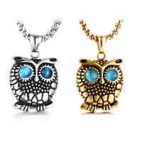 Collier en acier inoxydable Pull, Acier titane, avec Oeil de chat, hibou, poli, normes différentes pour le choix & chaîne de boîte & pour homme & noircir Environ 24 pouce, Vendu par brin