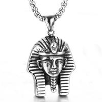 Pendentifs en titane, Acier titane, Pharaon égyptien, poli, noircir Environ 6mm, Vendu par PC