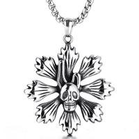 Collier en acier inoxydable Pull, Acier titane, fleur, poli, chaîne de boîte & pour homme & noircir Environ 24 pouce, Vendu par brin