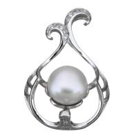 Cultured Pearl Sterling Silver Pendants, 925 Sterling Silver, with Freshwater Pearl, micro pave cubic zirconia Approx 