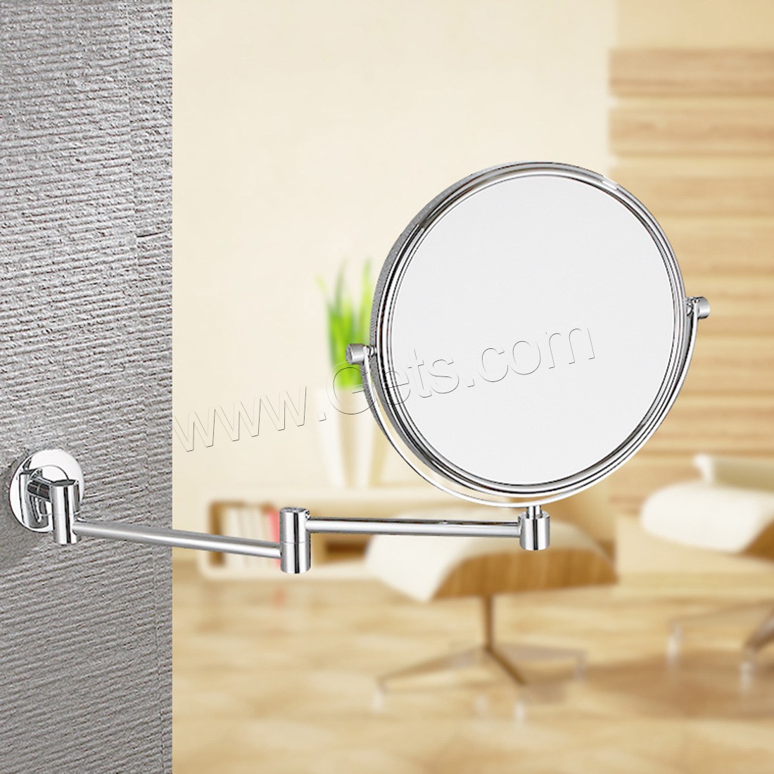 Brass Cosmetic Mirror, with Glass, platinum plated, rotatable & retractable & different size for choice & double-sided, Sold By PC