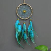 Fashion Dream Catcher, Plastic, with Linen & Feather & Iron, Tassel 