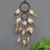 Fashion Dream Catcher, Plastic, with Feather & Nylon Cord & Acrylic, Tassel 500-550mm [