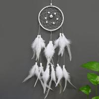 Fashion Dream Catcher, Plastic, with iron bell & Feather & Nylon Cord & Acrylic, Tassel, 500-550mm 