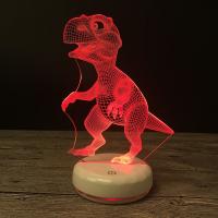 Venta al por mayor Luz llevada al lado de la lámpara 3D, Acrílico, con plástico ABS, Dinosaurio, con interfaz USB & con luz LED & cambiar de color automaticamente & diferentes estilos para la opción, 210x170x40mm, Vendido por UD