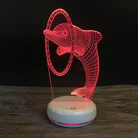 Venta al por mayor Luz llevada al lado de la lámpara 3D, Acrílico, con plástico ABS, Delfín, con interfaz USB & con luz LED & cambiar de color automaticamente & diferentes estilos para la opción, 210x170x40mm, Vendido por UD