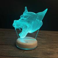 Venta al por mayor Luz llevada al lado de la lámpara 3D, Acrílico, con plástico ABS, Lobo, con interfaz USB & con luz LED & cambiar de color automaticamente & diferentes estilos para la opción, 210x170x40mm, Vendido por UD