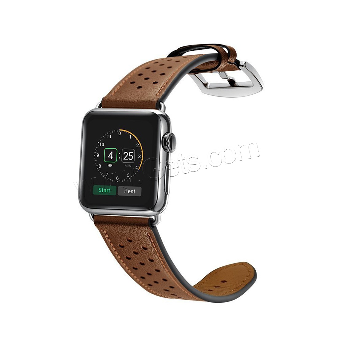 Bande de montre en acier inoxydable, Cuir, avec acier inoxydable, pour montre apple & unisexe & normes différentes pour le choix, plus de couleurs à choisir, Longueur:Environ 9 pouce, Vendu par PC