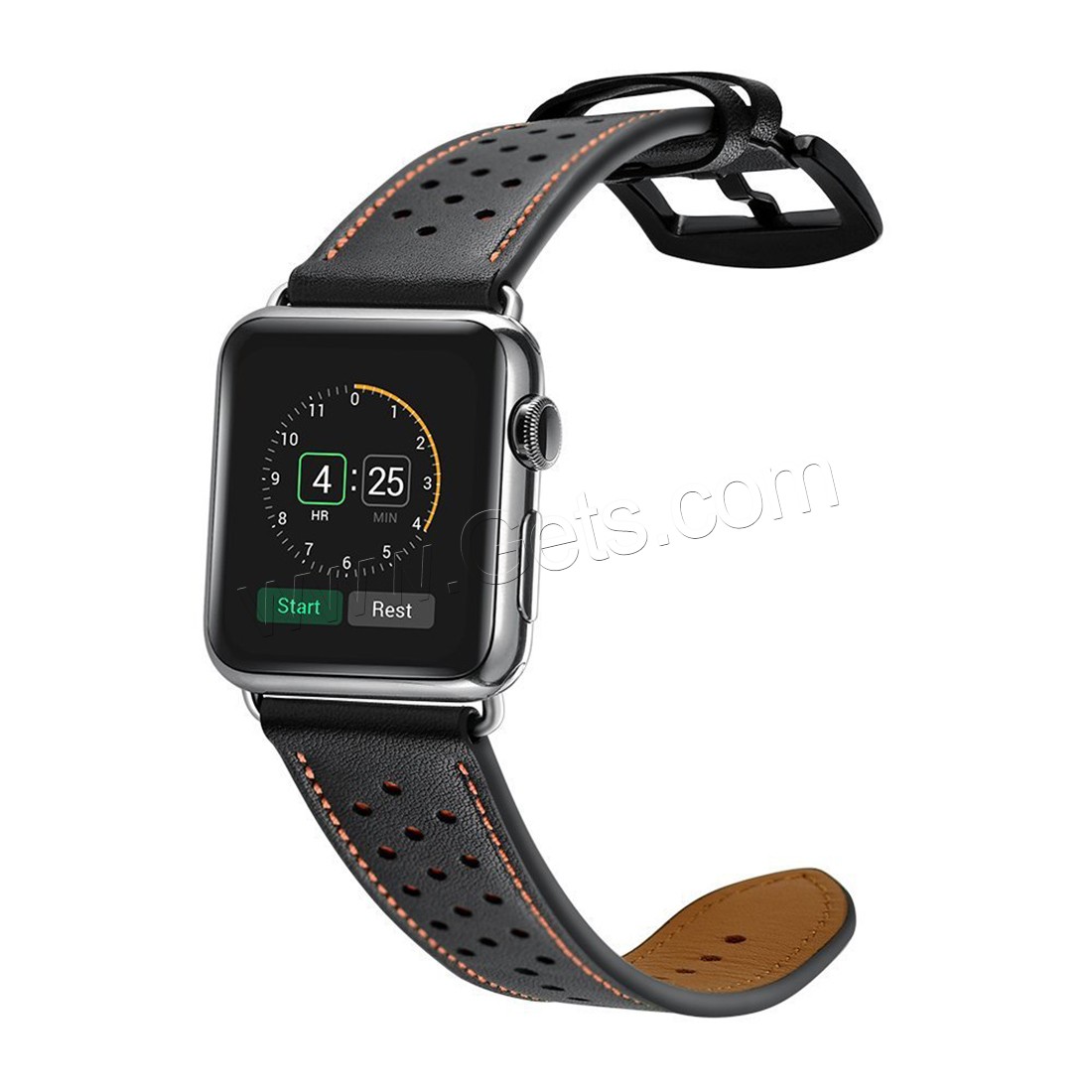 Bande de montre en acier inoxydable, Cuir, avec acier inoxydable, pour montre apple & unisexe & normes différentes pour le choix, plus de couleurs à choisir, Longueur:Environ 9 pouce, Vendu par PC