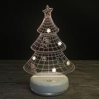 Venta al por mayor Luz llevada al lado de la lámpara 3D, Acrílico, con plástico ABS, Árbol de Navidad, con interfaz USB & con luz LED & cambiar de color automaticamente & Joyas de Navidad & diferentes estilos para la opción, 210x170x40mm, Vendido por UD