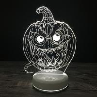 Venta al por mayor Luz llevada al lado de la lámpara 3D, Acrílico, con plástico ABS, Calabaza, con interfaz USB & con luz LED & cambiar de color automaticamente & Joyería de Halloween & diferentes estilos para la opción, 210x170x40mm, Vendido por UD