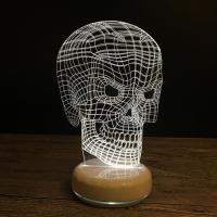 Venta al por mayor Luz llevada al lado de la lámpara 3D, Acrílico, con plástico ABS, Calavera, con interfaz USB & con luz LED & cambiar de color automaticamente & diferentes estilos para la opción, 210x170x40mm, Vendido por UD