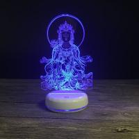 Venta al por mayor Luz llevada al lado de la lámpara 3D, Acrílico, con plástico ABS, Guanyin, con interfaz USB & con luz LED & cambiar de color automaticamente & diferentes estilos para la opción, 210x170x40mm, Vendido por UD