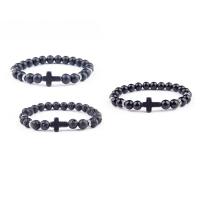 Zinklegierung Armband, mit Abrazine Stein & Lava & Schwarzer Achat, verschiedenen Materialien für die Wahl & unisex, 8mm, Länge:ca. 8 ZollInch, verkauft von Strang