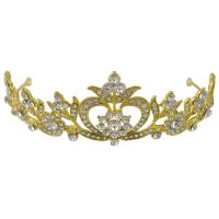 Tiaras nupciales, aleación de zinc, Corona, chapado en color dorado, para mujer & con diamantes de imitación, 110mm, diámetro interior:aproximado 160mm, Vendido por UD