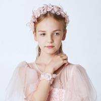 Laine soie parure de bijoux, Bandeau & Bracelet, avec Plastique ABS perle, fleur, pour les enfants Vendu par PC