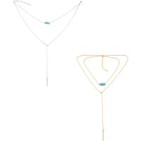 Mode Collier Choker, alliage de zinc, avec turquoise synthétique, avec 2.7lnch chaînes de rallonge, Placage, chaîne ovale & pour femme & 2 fils, plus de couleurs à choisir, 140mm Environ 12.4 pouce, Vendu par brin