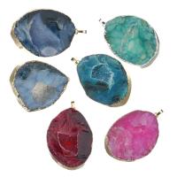 Natürliche Achat Anhänger Druzy, Eisquarz Achat, mit Messing, plattiert, druzy Stil, keine, 37-42x51-61x10-14mm, Bohrung:ca. 5x7mm, verkauft von PC