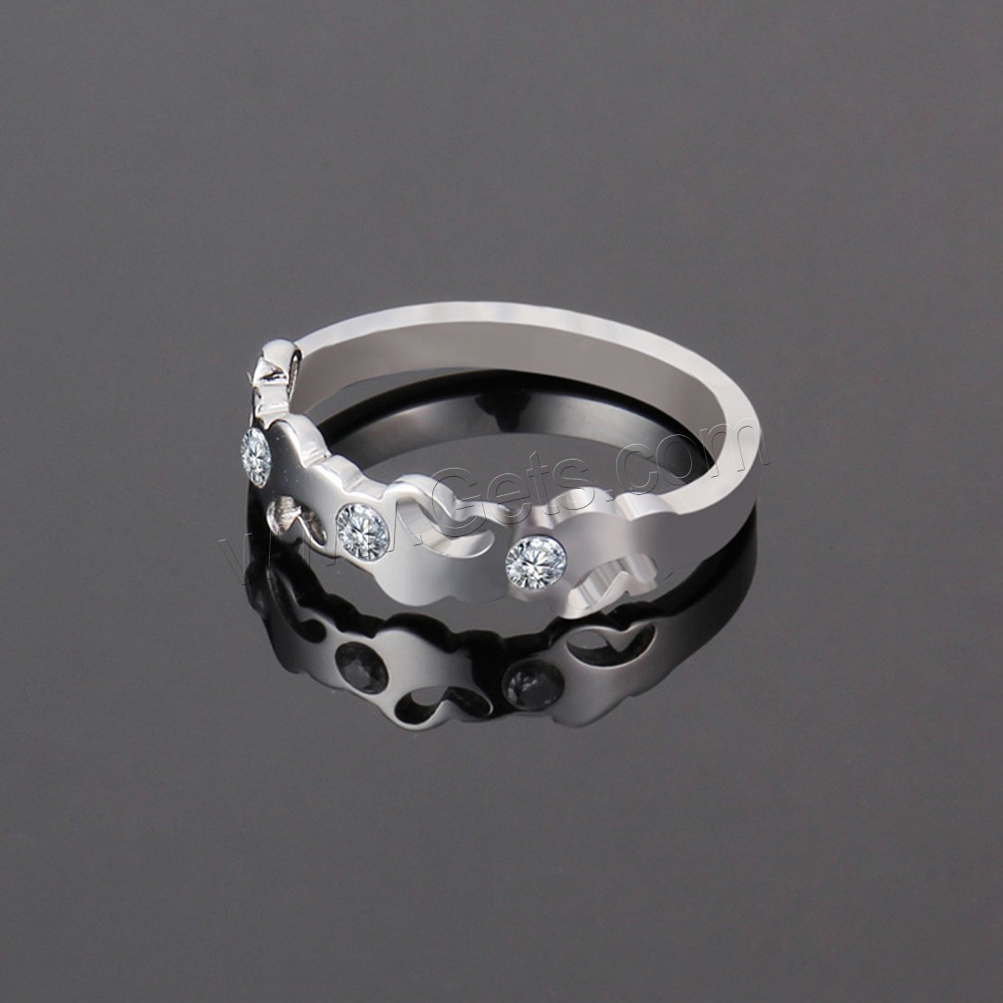 Titanium Steel Finger Ring, plated, different size for choice & for woman & with rhinestone, more colors for choice, 5mm, Sold By PC