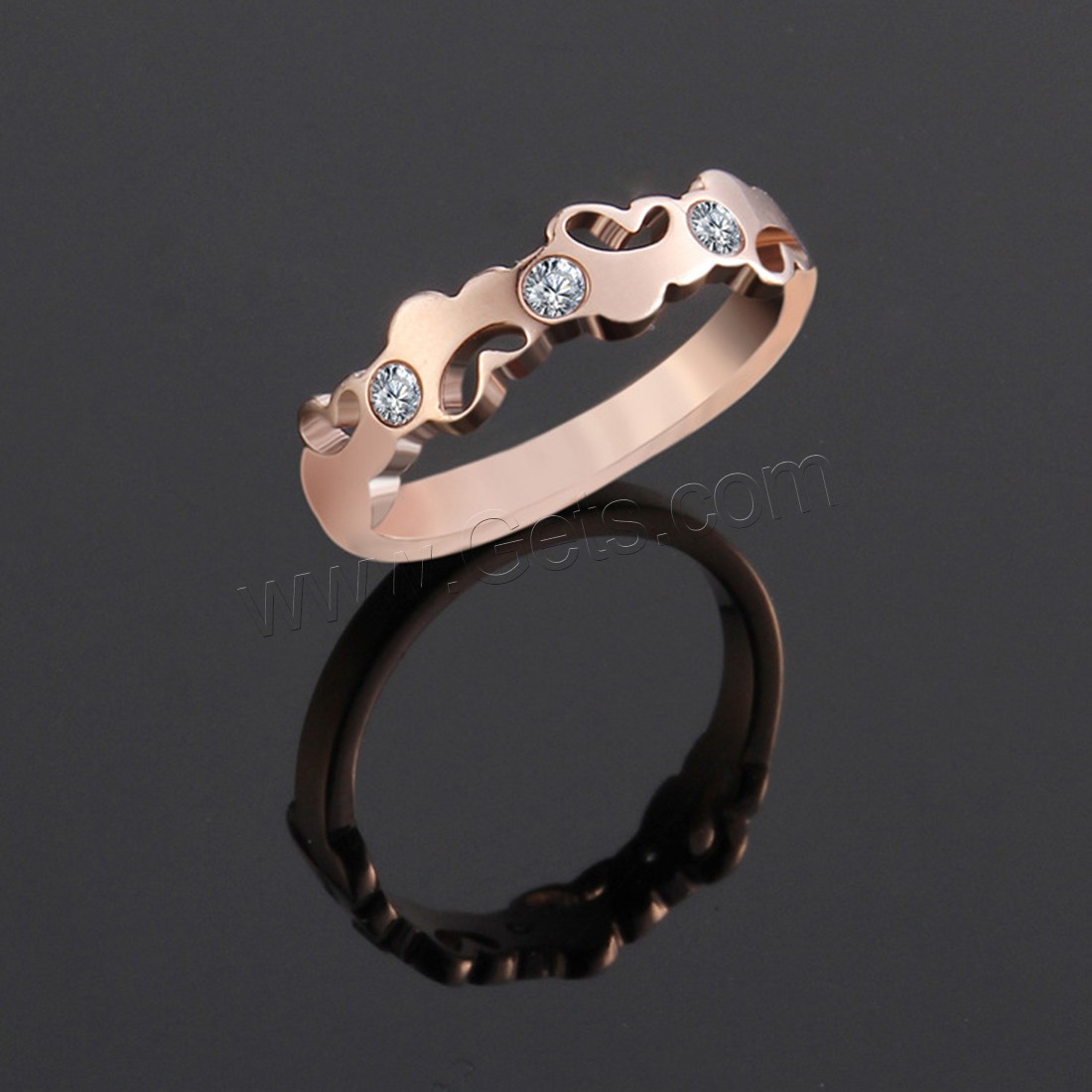 Titanium Steel Finger Ring, plated, different size for choice & for woman & with rhinestone, more colors for choice, 5mm, Sold By PC