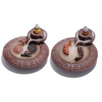 Incense Smoke Flow Backflow Holder Ceramic Incense Burner, Purple Clay 