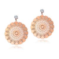 Titanium Steel Earrings, rose gold color plated, hypo allergic & for woman & with cubic zirconia, 41mm 