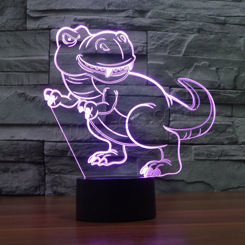 LED Colorful Night Lamp, ABS Plastic, with Acrylic, Dinosaur, with USB interface & change color automaticly & different styles for choice & different designs for choice, Sold By Set