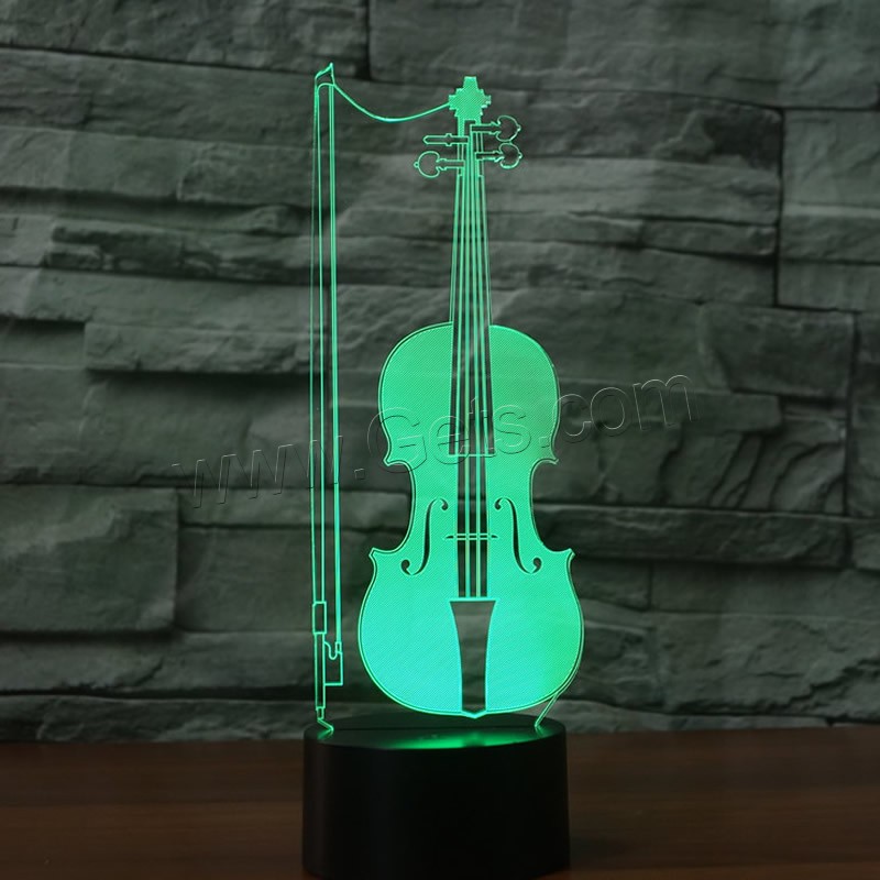 LED Colorful Night Lamp, ABS Plastic, with Acrylic, Musical Instrument, with USB interface & change color automaticly & different styles for choice & different designs for choice, Sold By Set