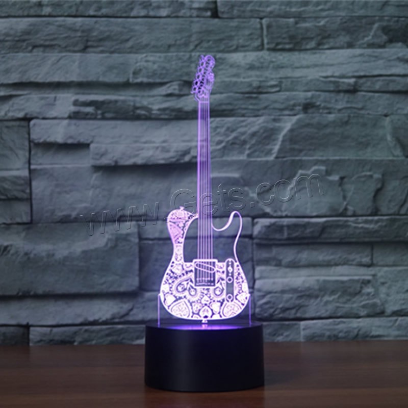 LED Colorful Night Lamp, ABS Plastic, with Acrylic, Musical Instrument, with USB interface & change color automaticly & different styles for choice & different designs for choice, Sold By Set