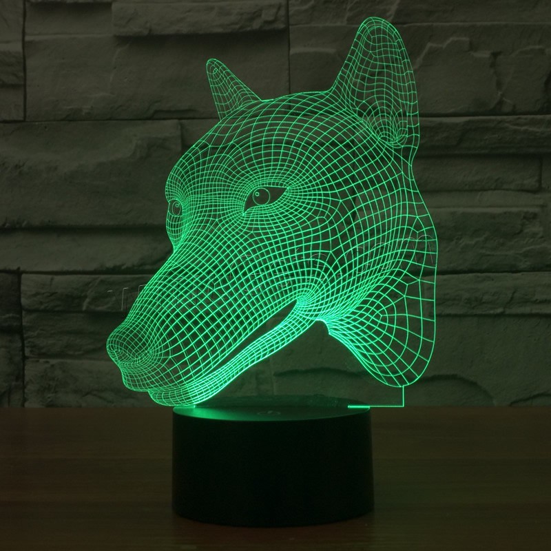 LED Colorful Night Lamp, ABS Plastic, with Acrylic, Wolf, with USB interface & change color automaticly & different styles for choice & different designs for choice, Sold By Set