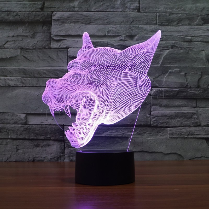 LED Colorful Night Lamp, ABS Plastic, with Acrylic, Wolf, with USB interface & change color automaticly & different styles for choice & different designs for choice, Sold By Set