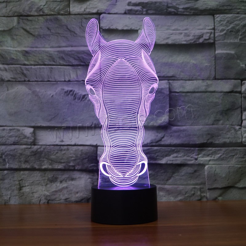 LED Colorful Night Lamp, ABS Plastic, with Acrylic, Horse, with USB interface & change color automaticly & different styles for choice & different designs for choice, Sold By Set