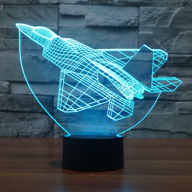 LED Colorful Night Lamp, ABS Plastic, with Acrylic, Airplane, with USB interface & change color automaticly & different styles for choice & different designs for choice, Sold By Set