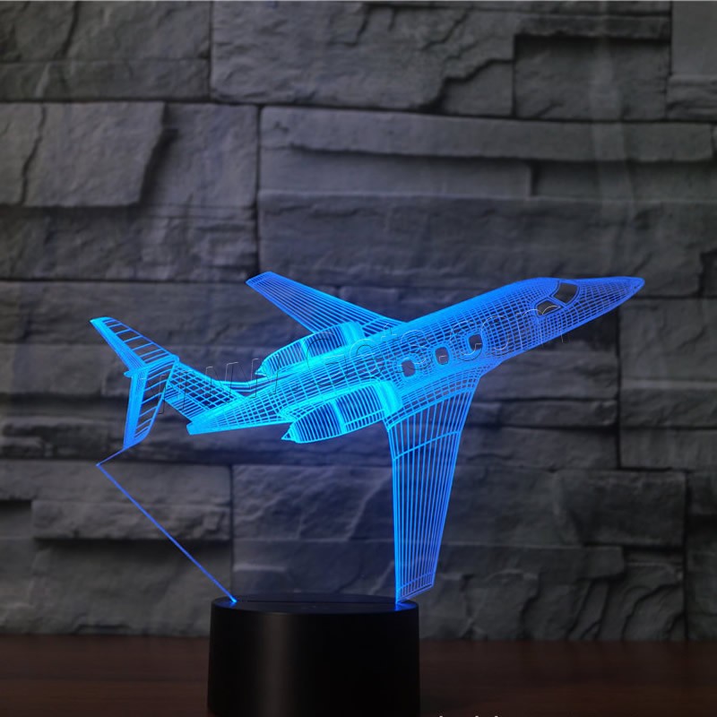 LED Colorful Night Lamp, ABS Plastic, with Acrylic, Airplane, with USB interface & change color automaticly & different styles for choice & different designs for choice, Sold By Set