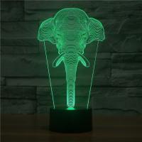 LED Colorful Night Lamp, ABS Plastic, with Acrylic, Elephant, with USB interface & change color automaticly  