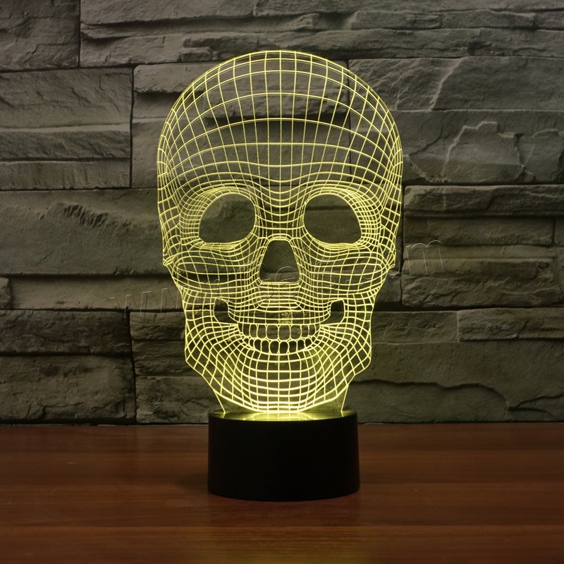 LED Colorful Night Lamp, ABS Plastic, with Acrylic, Skull, with USB interface & change color automaticly & different styles for choice & different designs for choice, Sold By Set