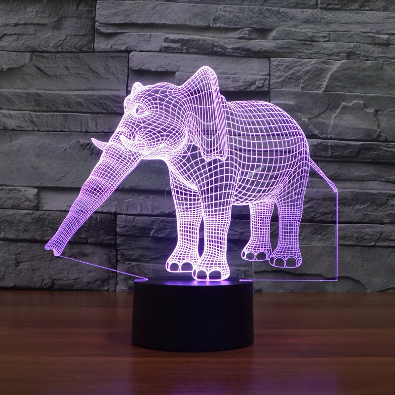 LED Colorful Night Lamp, ABS Plastic, with Acrylic, Elephant, with USB interface & change color automaticly & different styles for choice & different designs for choice, Sold By Set